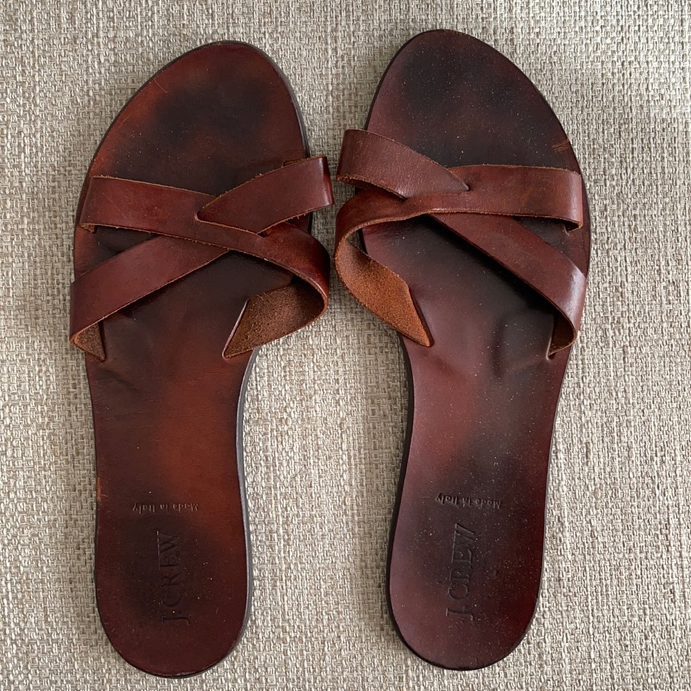 Brown leather J. Crew sandals size 9